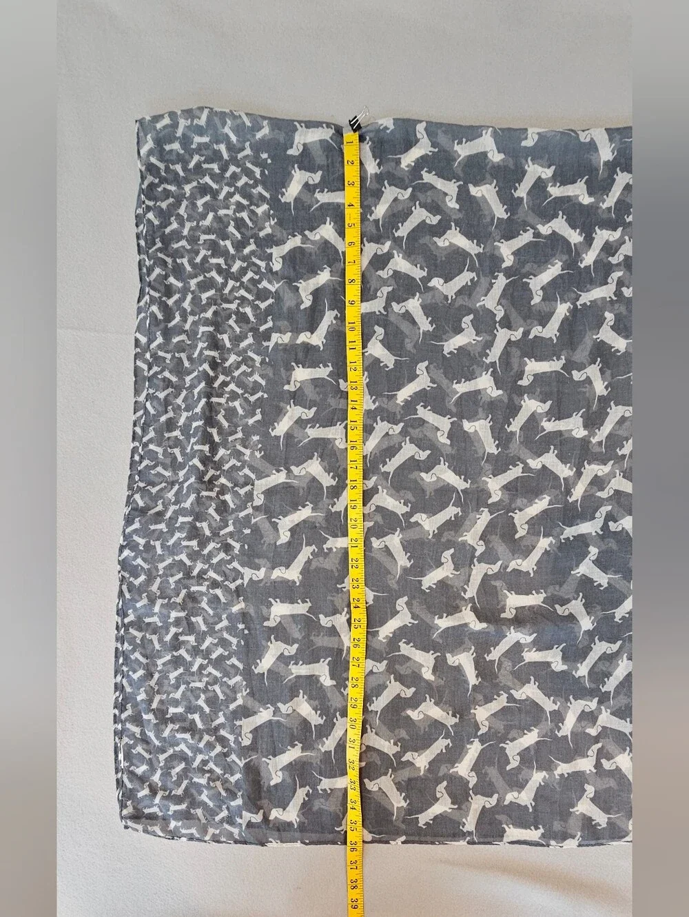 Grey Dachshund Print Scarf – Pre-Owned – Lightweight Dog Lover Accessory